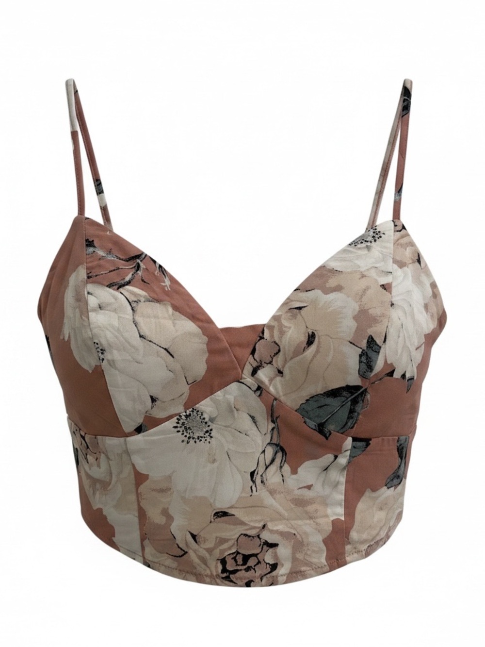 Dynamite Dusty Rose Floral V-Neck Cropped Cami